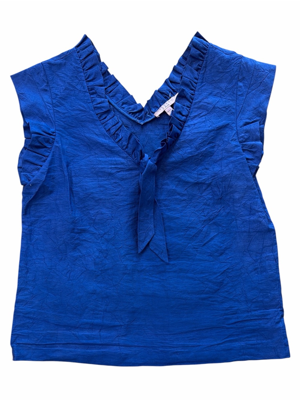 Calypso St Barth Royal Blue Ruffled Tie-Neck Sleeveless Top